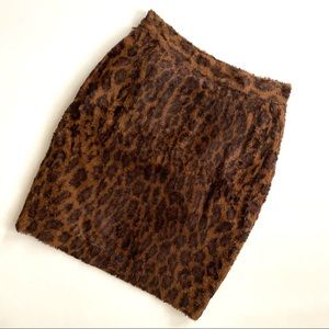 Vintage 90s Faux Fur Leopard Print Mini Skirt